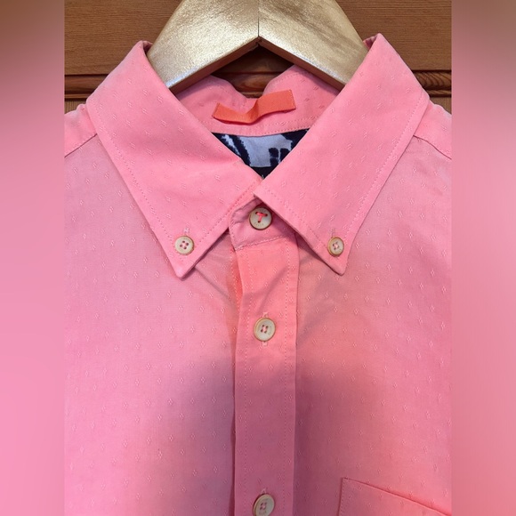 Ted Baker Kostume Dobby Shirt Coral Modal Short Sleeve Shirt Size 2 Small - Picture 9 of 13
